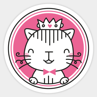 Pink cat princess with crown Sticker